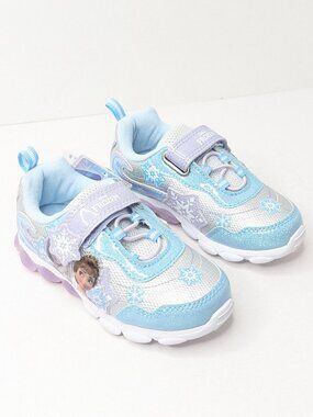 Disney Girls Frozen Light Up Sneakers Blue Silver Toddlers 9
